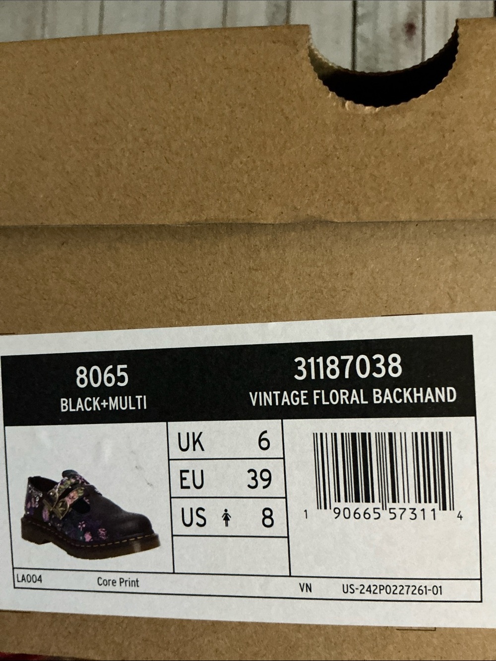 Dr. Martens Black Floral Mary Jane Shoes, New in Box - Picture 6 of 6